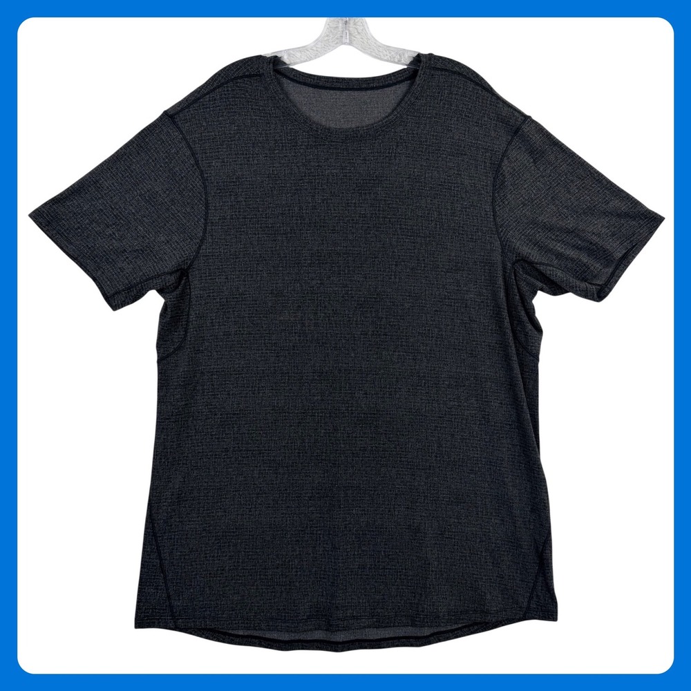 Lululemon Athletic Gym Shirt Men Large Black Heathered Short Sleeve Crew Neck